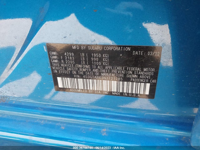 4S3GTAB63N3721285 Subaru Impreza