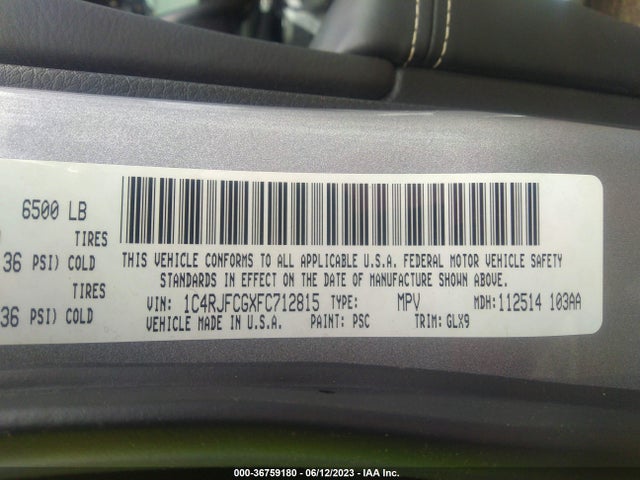 1C4RJFCGXFC712815 Jeep Grand Cherokee Overland