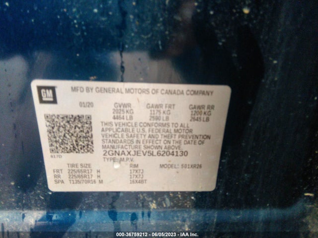 Chevrolet EQUINOX LT 2020 2GNAXJEV5L6204130 Image 9