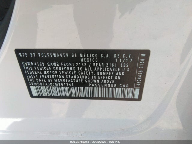 3VWDB7AJ0JM261345 Volkswagen Jetta 1.4t