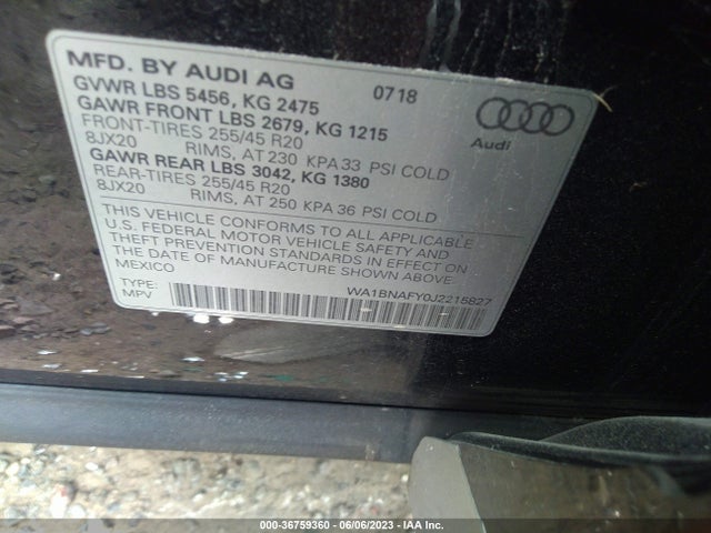 WA1BNAFY0J2215827 Audi Q5 Premium Plus