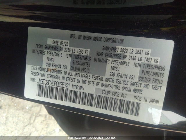 2023 Mazda CX-9, VIN: JM3TCBCY5P0635721