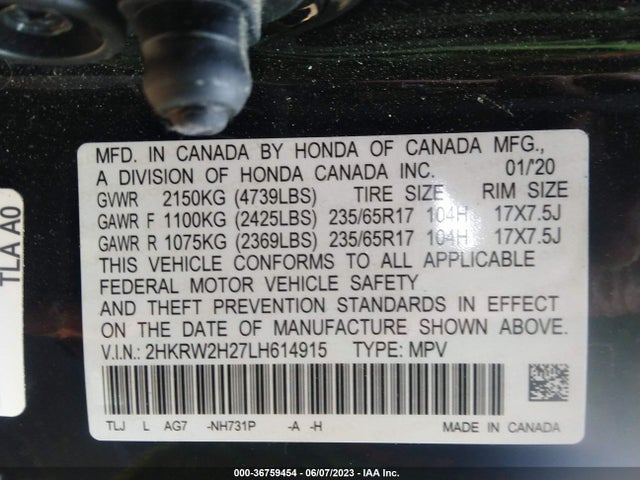Honda CR-V LX 2020 2HKRW2H27LH614915 Image 9