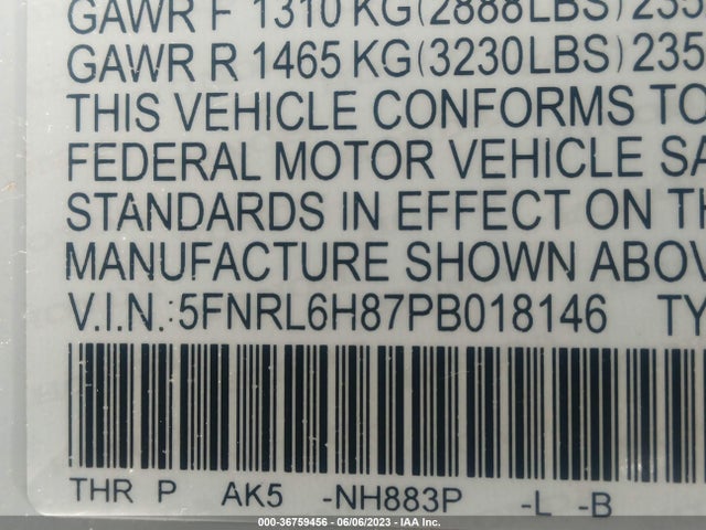 Honda Odyssey Touring 2023 5FNRL6H87PB018146 Image 10
