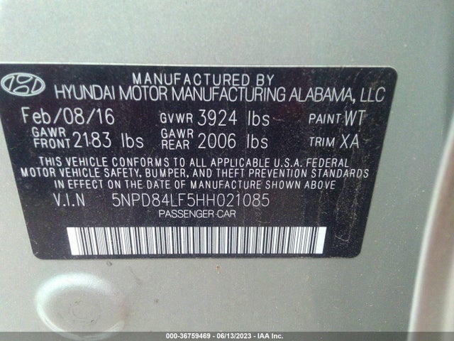 Hyundai ELANTRA SE 2017 5NPD84LF5HH021085 Image 9