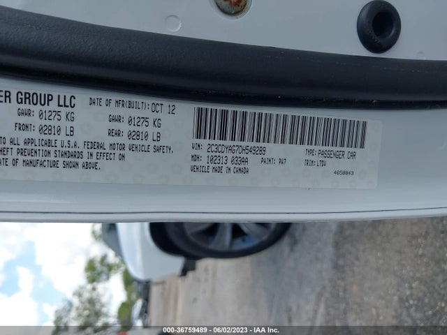 2013 DODGE CHALLENGER SXT VIN: 2C3CDYAG7DH549289