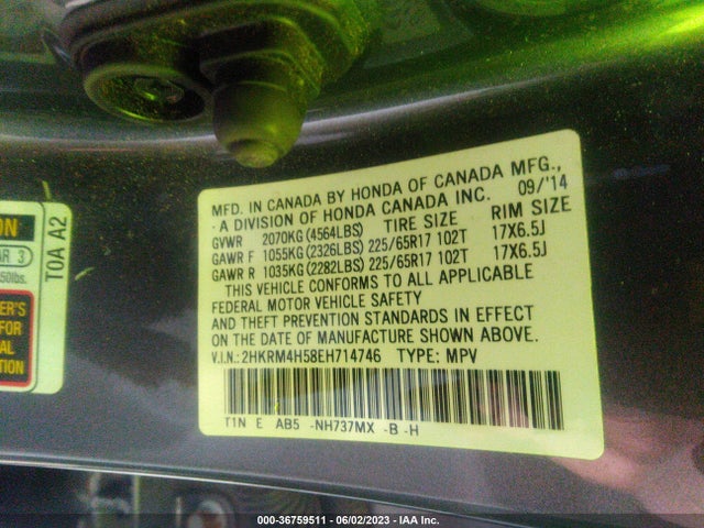 Honda CR-V EX 2014 2HKRM4H58EH714746 Image 9