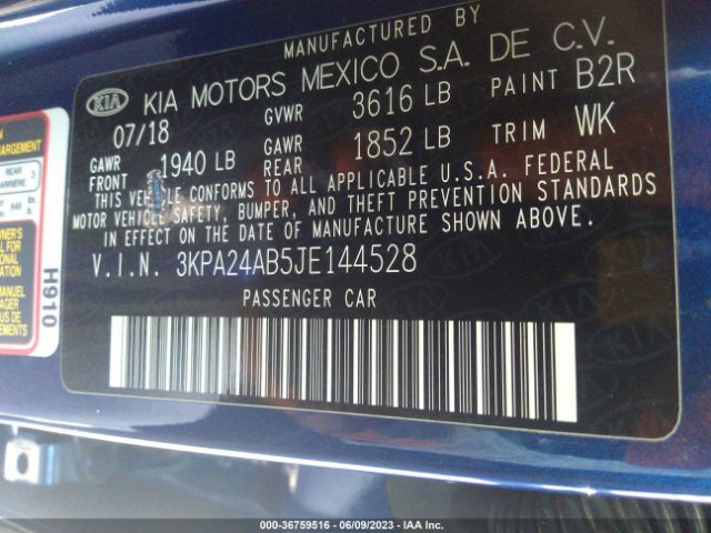 3KPA24AB5JE144528 KIA RIO S