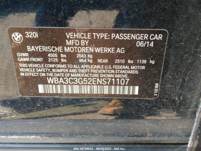 WBA3C3G52ENS71107 BMW 3 Series 320i Xdrive