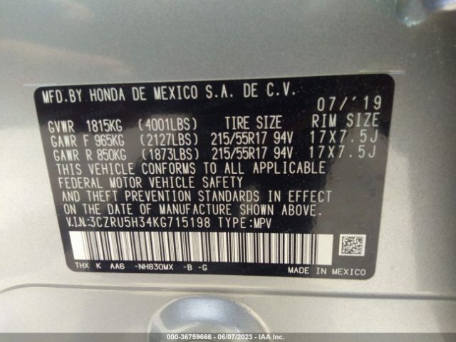 3CZRU5H34KG715198 Honda HR-V LX