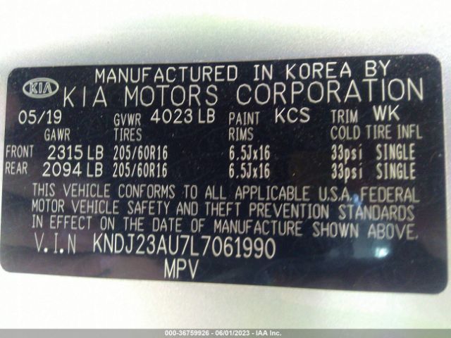 KNDJ23AU7L7061990 KIA SOUL LX