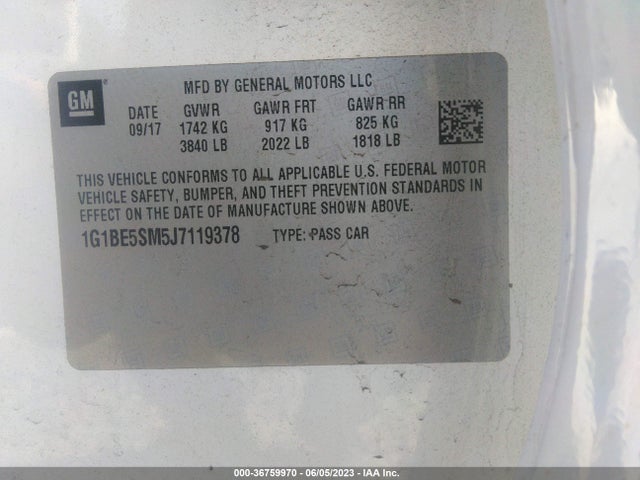 Chevrolet CRUZE LT 2018 1G1BE5SM5J7119378 Image 9