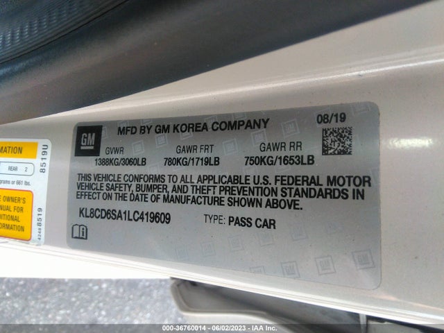 Chevrolet Spark Lt 2020 KL8CD6SA1LC419609 Image 9
