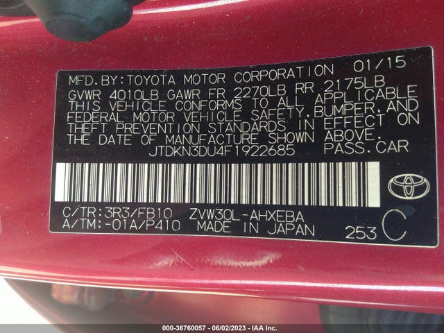 Toyota Prius Four 2015 JTDKN3DU4F1922685 Image 10