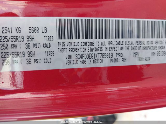 3C4PDDEG1KT785019 Dodge JOURNEY GT