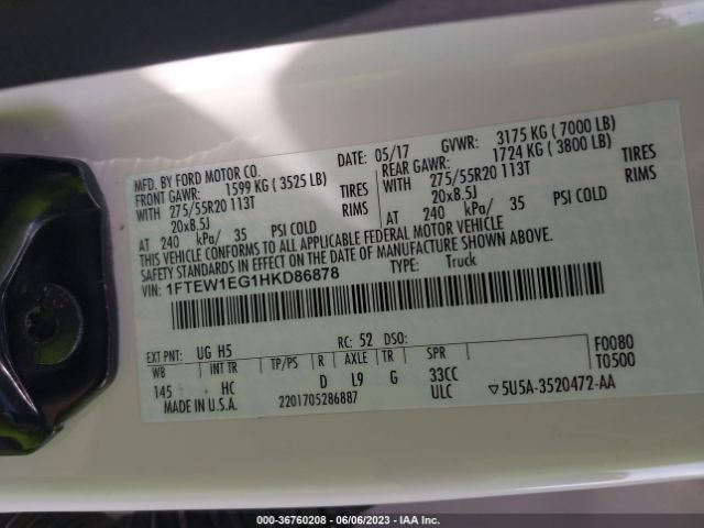 1FTEW1EG1HKD86878 Ford F-150 Xl/xlt/lariat