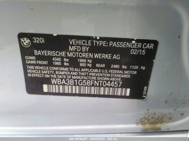 WBA3B1G58FNT04457 BMW 3 Series 320i