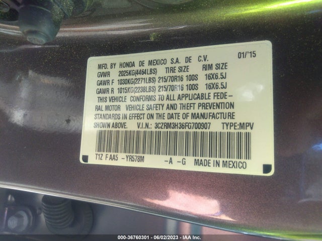 Honda CR-V LX 2015 3CZRM3H36FG700907 Image 9