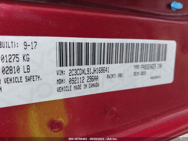 2C3CDXL91JH168641 Dodge Charger Srt Hellcat