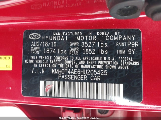 Hyundai ACCENT SE 2017 KMHCT4AE6HU205425 Image 10