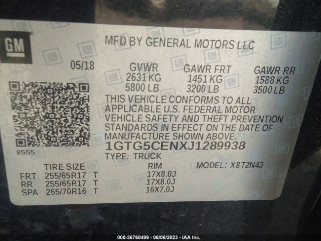 1GTG5CENXJ1289938 GMC Canyon 2wd Sle