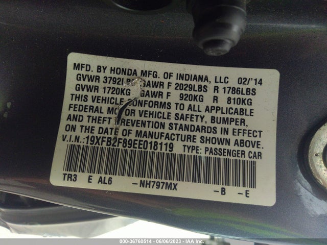 Honda Civic Sedan Ex 2014 19XFB2F89EE018119 Image 9