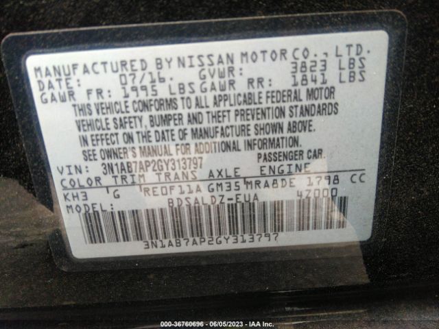 3N1AB7AP2GY313797 Nissan SENTRA SV