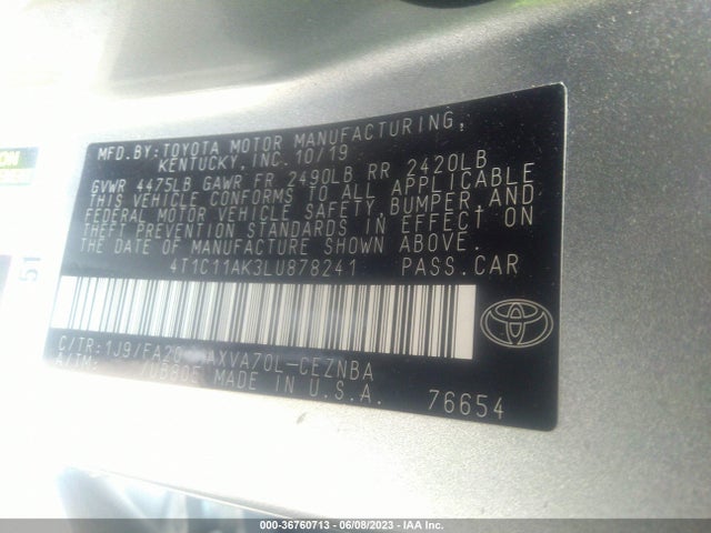 Toyota CAMRY LE 2020 4T1C11AK3LU878241 Image 9