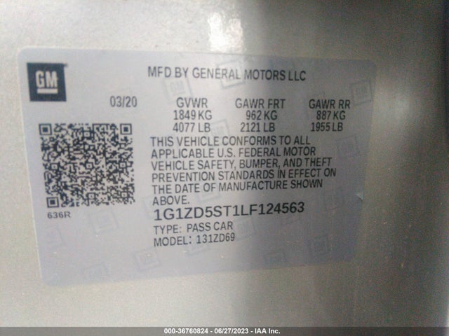 Chevrolet MALIBU LT 2020 1G1ZD5ST1LF124563 Image 9