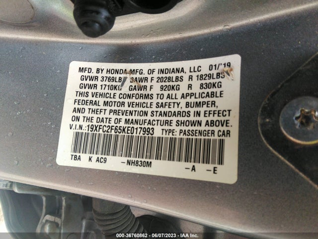 Honda Civic Sedan Lx 2019 19XFC2F65KE017993 Image 9