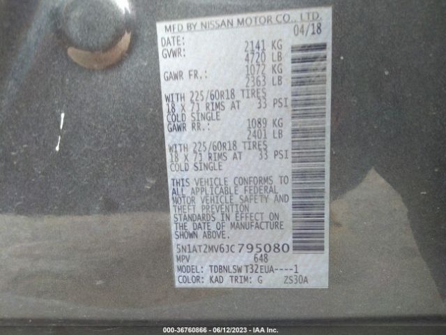 5N1AT2MV6JC795080 Nissan Rogue Sl