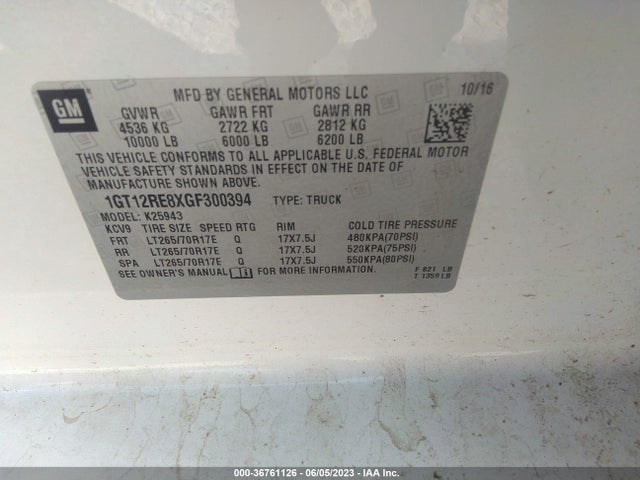 GMC SIERRA 2500HD 2016 1GT12RE8XGF300394 Image 9
