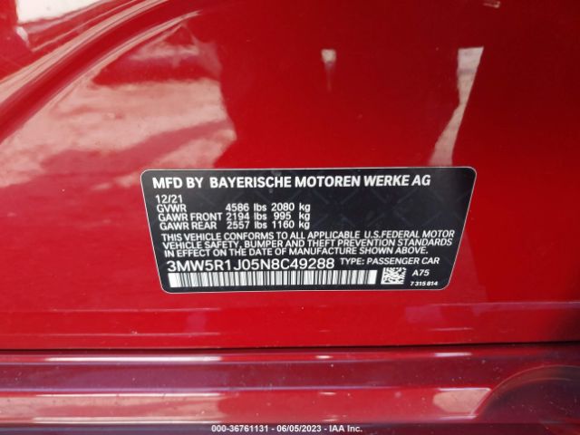 3MW5R1J05N8C49288 BMW 3 Series 330i