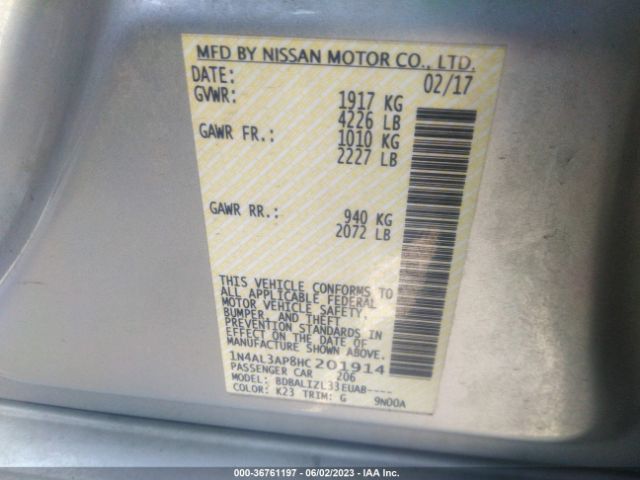 1N4AL3AP8HC201914 Nissan Altima 2.5 Sv