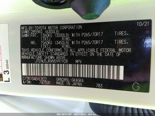 2022 Toyota 4Runner, VIN: JTENU5JRXN5991928