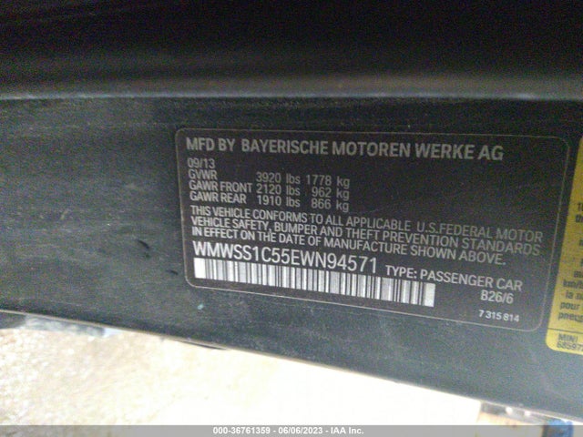 2014 MINI COOPER PACEMAN VIN: WMWSS1C55EWN94571