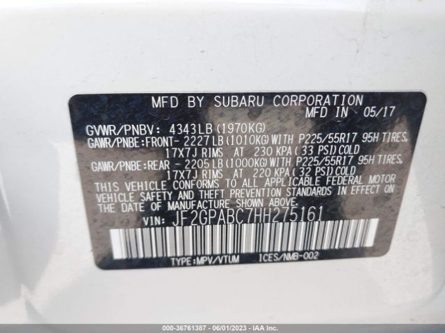 JF2GPABC7HH275161 Subaru Crosstrek Premium