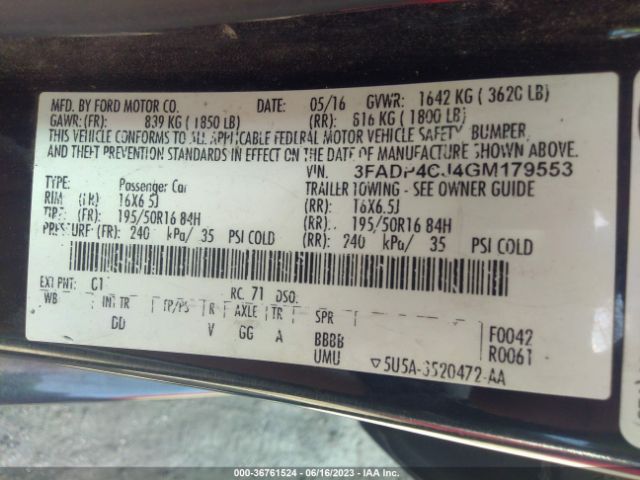3FADP4CJ4GM179553 Ford Fiesta Titanium