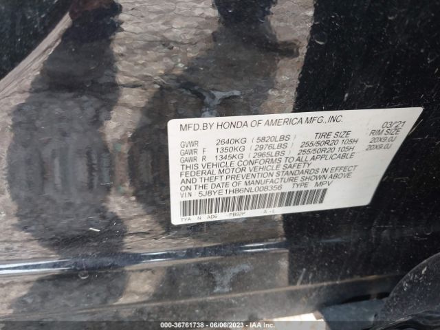 5J8YE1H86NL008356 Acura Mdx W/advance Package