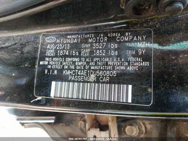 2013 HYUNDAI ACCENT GLS VIN: KMHCT4AE1DU560805