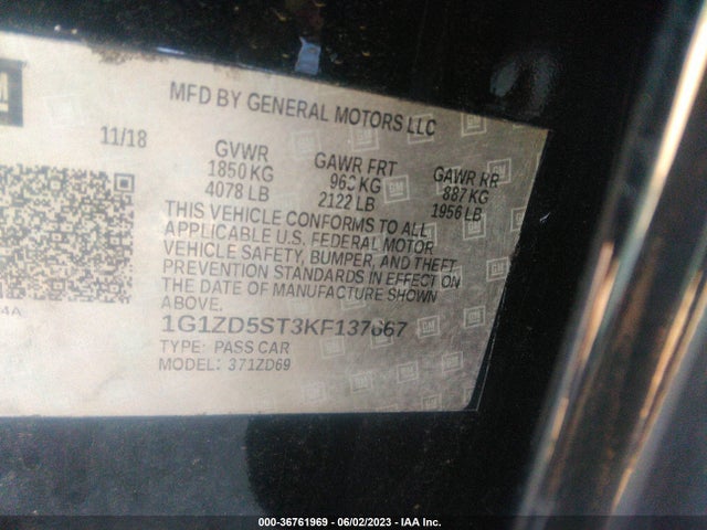 Chevrolet MALIBU LT 2019 1G1ZD5ST3KF137667 Image 9