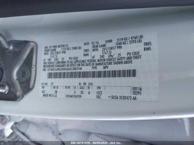 1FMCU9GX6GUC38314 Ford ESCAPE SE