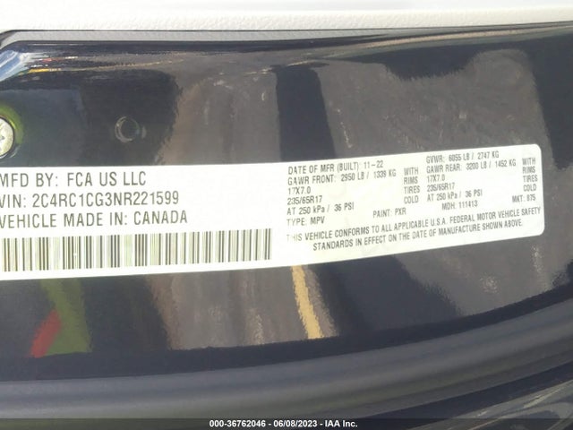 2022 Chrysler Voyager, VIN: 2C4RC1CG3NR221599