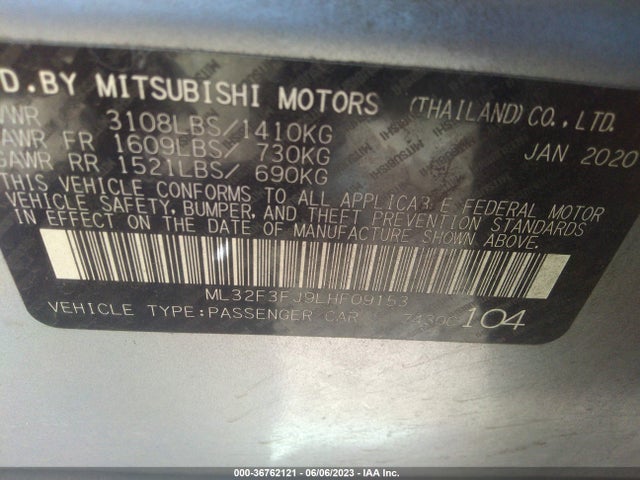 ML32F3FJ9LHF09153 Mitsubishi Mirage G4 Es