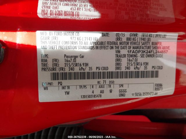 1FADP3K24FL244857 Ford FOCUS SE