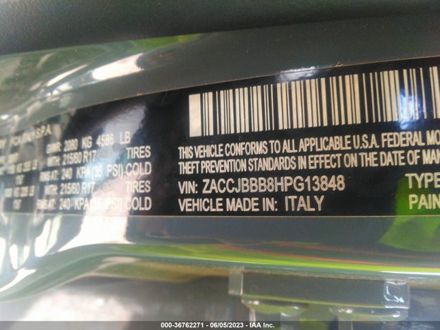 ZACCJBBB8HPG13848 Jeep Renegade Latitude