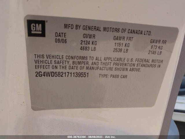 2007 BUICK LACROSSE CXL VIN: 2G4WD582171139551