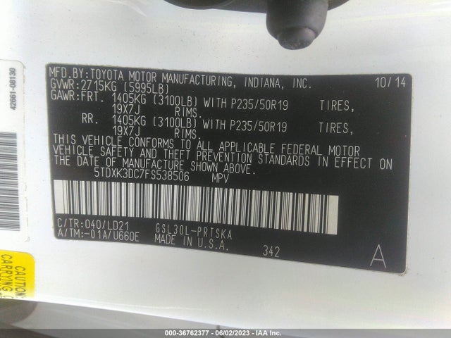 Toyota SIENNA SE 2015 5TDXK3DC7FS538506 Image 10