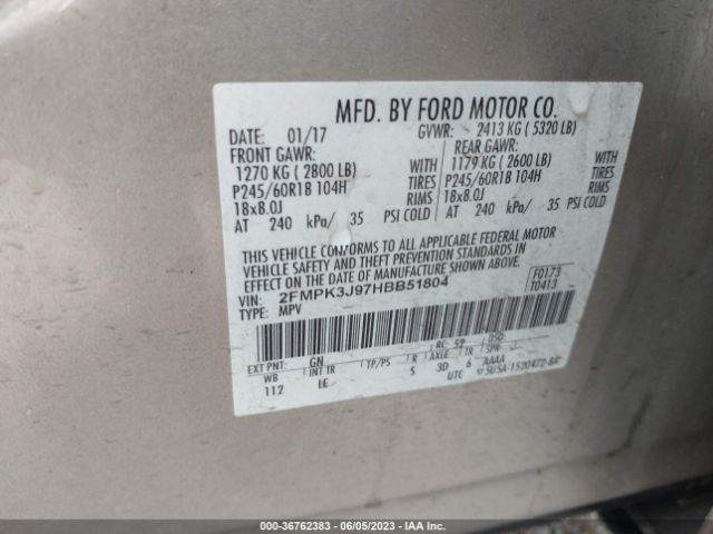 2FMPK3J97HBB51804 Ford EDGE SEL