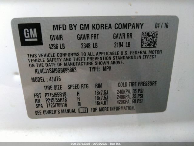 KL4CJ1SM9GB695863 Buick Encore Sport Touring